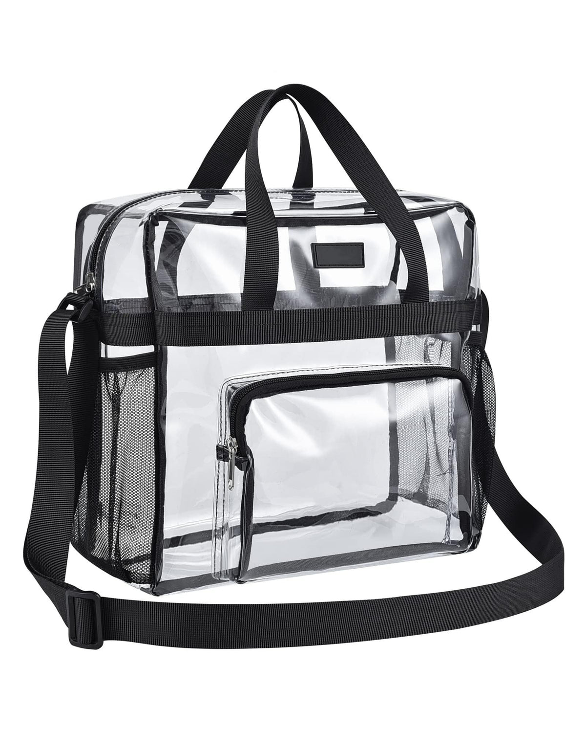 Clear bag for Stadium Events, Women's Top-Handle Bags for Concert Festival Work Large capacity transparent bag for carrying（black）