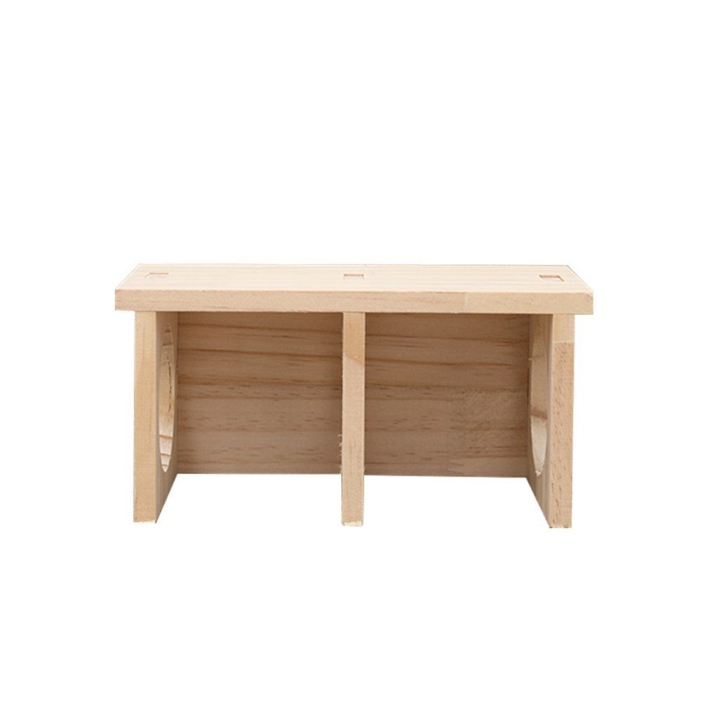 Wooden Hamsters 2-Chamber Hideout-Tunnel Multi Chamber Exploring Toy Rat Exploring Tunnel Toy for Mice Guinea Pig Hedgehog Squirrel （Small）