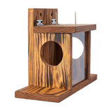 Wood Squirrel Feeder, Squirrel Feeders for Outside Winter, Wooden Chipmunk Feeder for Corn, Peanuts, Durable Box Easy to Fill with Removable Front Panel
