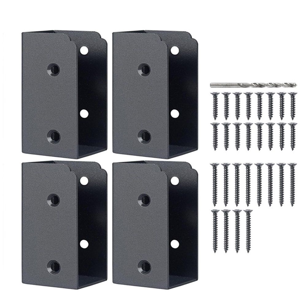 Stainless Steel 2" x 4" (Actually 1 ½" x 3 ½") Deck Railing Connector, for Deck Railing, Handrail, Barn and Beam end Connection Installation (4pc-Black)