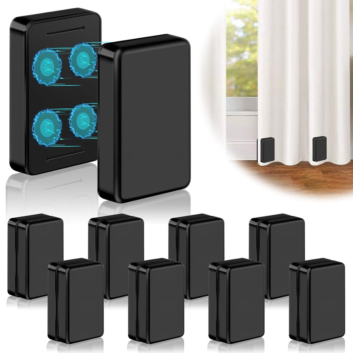 16 Pcs Outdoor Curtain Weights, 8 Pairs Upgrade to Heavier Magnetic Drapery Weights, Plastic Wrapped Waterproof Curtain Magnets for Home Decor, Outside Curtain, Tablecloth, Patio, Shower Curtains