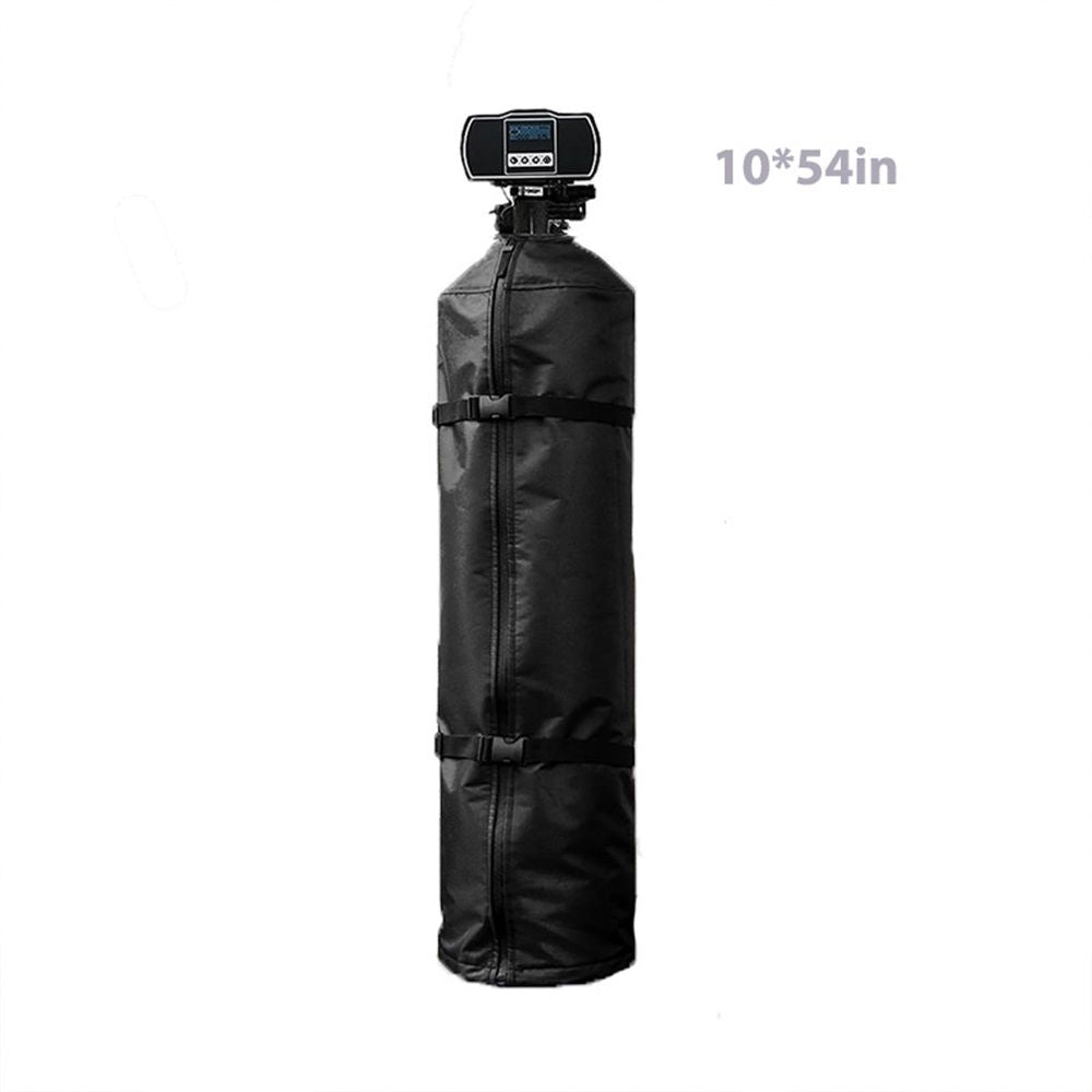 Water Softener Cover Outdoor, 3 Layers Insulation Water Softener Tank Jacket, Heavy Duty Outdoor Insulated Water Softener Tank Cover, Water Softener Covers for Outside Units, 10''D x 54''H- Black