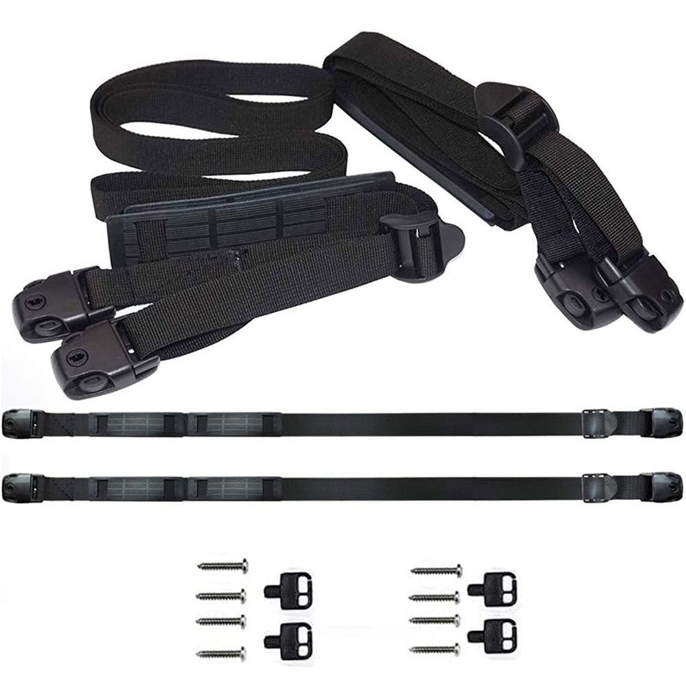 2 PCS Heavy Duty Hot Tub Cover Wind Straps FITS Most Locks Adjustable Length 67"~116" (Black, 9.5 Ft)