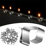 Gutter Clips for Hanging Outdoor Lights: 100 Pcs Metal Christmas Light Clips for outside String Lights - Weatherproof Gutter Clips for Xmas Halloween Seasonal Rope Mini Decoration Lights