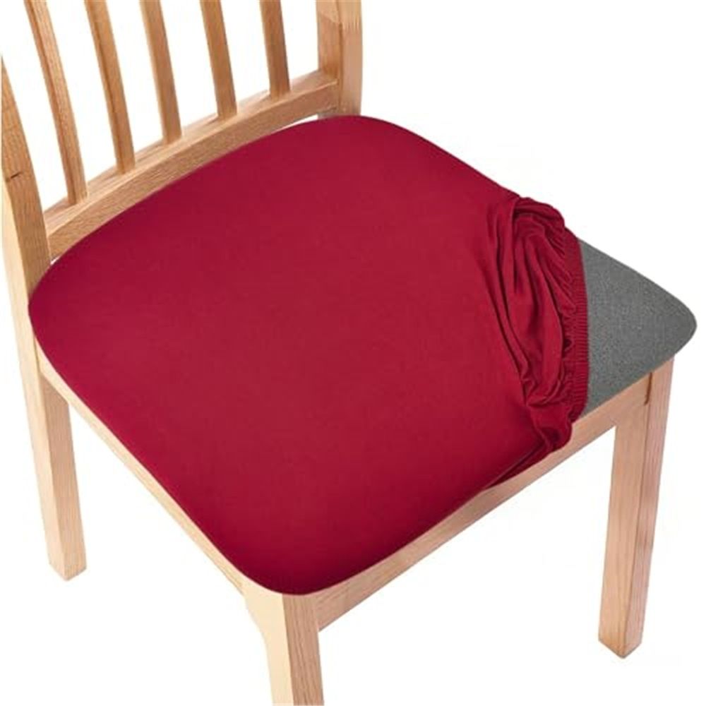Seat Covers for Dining Room Chair Set of 4, Stretch Fit Removable Washable Chair Seat Cushion Protector Slipcovers Red