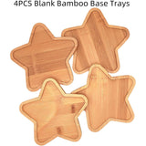 4PCS Mosaic Bamboo Coasters for Crafts, Blank Base Trays, Drinking Cup Coaster, Plant Coaster, Art Plate,DIY Mosaic Supplies (Star)
