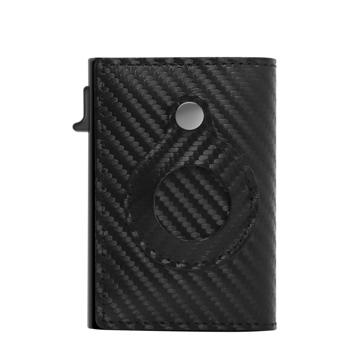 Wallet for Men: Compatible with Apple AirTag (1st & 2nd Generation), RFID Blocking, Genuine Leather, Slim & Minimalist Design - 14 Card Capacity | ID Window | Cash Slot (Carbon Fiber)