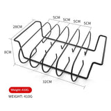 Large Non-Stick Rib Rack - Porcelain Coated Steel Roasting Stand – Holds 5 Full Rib Racks for Grilling & Barbecuing - Perfect BBQ Accessories for Smoker & Grill - Convenient Design, Black