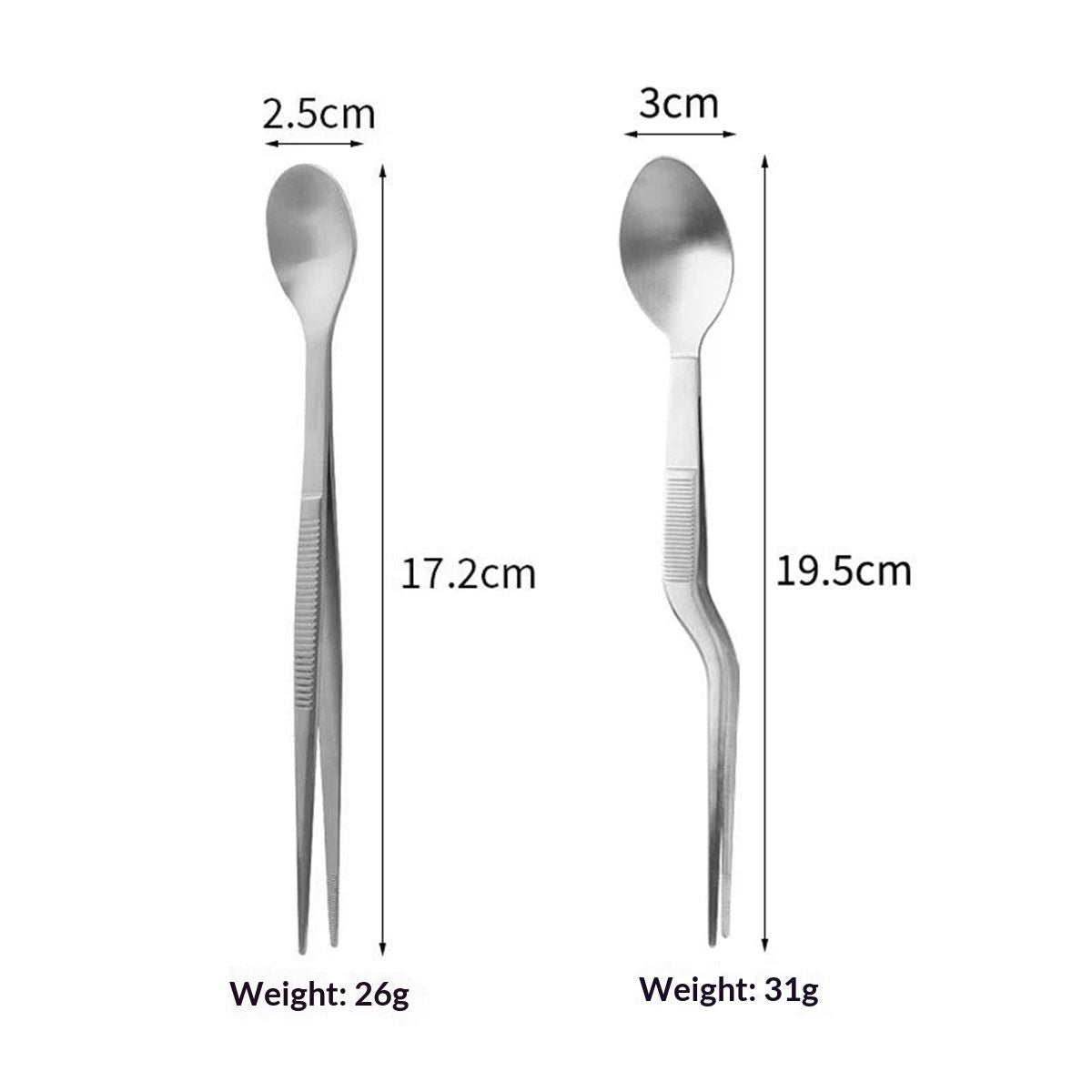 triangle Touch Tasting Spoon  Stainless Steel Spoon & Tweezers - Dishwasher Safe 2pcs