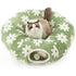 Cat Tunnel Bed for Indoor Cats - Cute Cat Donut Tunnel Toys for Small Large Cats with Washable Circle Cushion, Round Pet Peekaboo Cave Toy for Kitten/Puppy/Rabbit, Standard Flower Garden Green