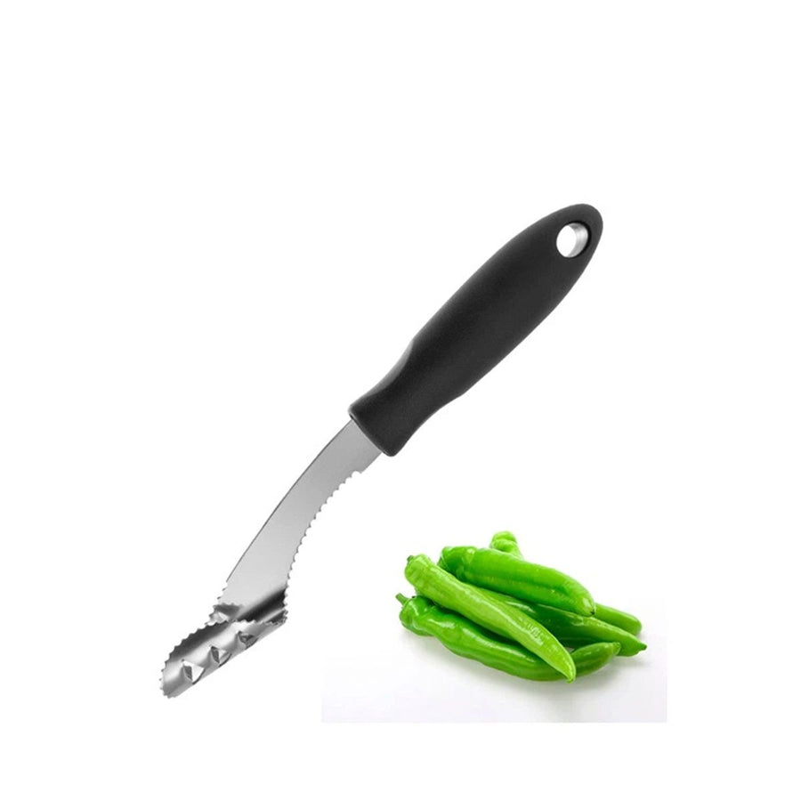 3pcs Corer Tool with Serrated Slice and Rubber Handle Easily Seed Remover or Slice off Vegetables tops for Efficient Cooking and Grilling