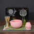 7pcs Matcha Whisk Set- Matcha Set includes Matcha Whisk and Bowl with Spout, Sifter, Holder and Scoop- The Perfect Bamboo Whisk for Matcha Tea (Pink Flowers)