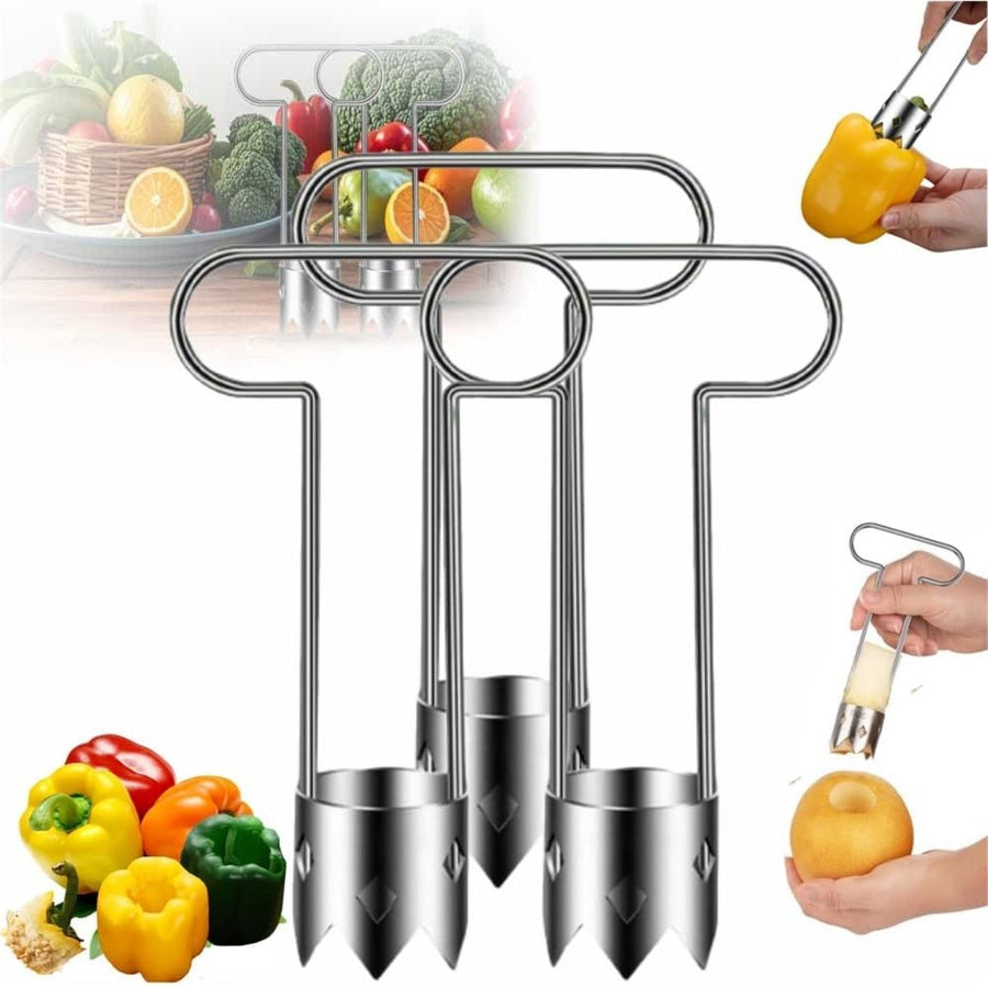 Red Bell Pepper Seed Corer,Stainless Steel Fruite Corer,Vegetable Corer Tool Cutter Pepper Seed Remover Tool,For Vegetables Fruit Corer Kitchen Gadget (4 PCS)