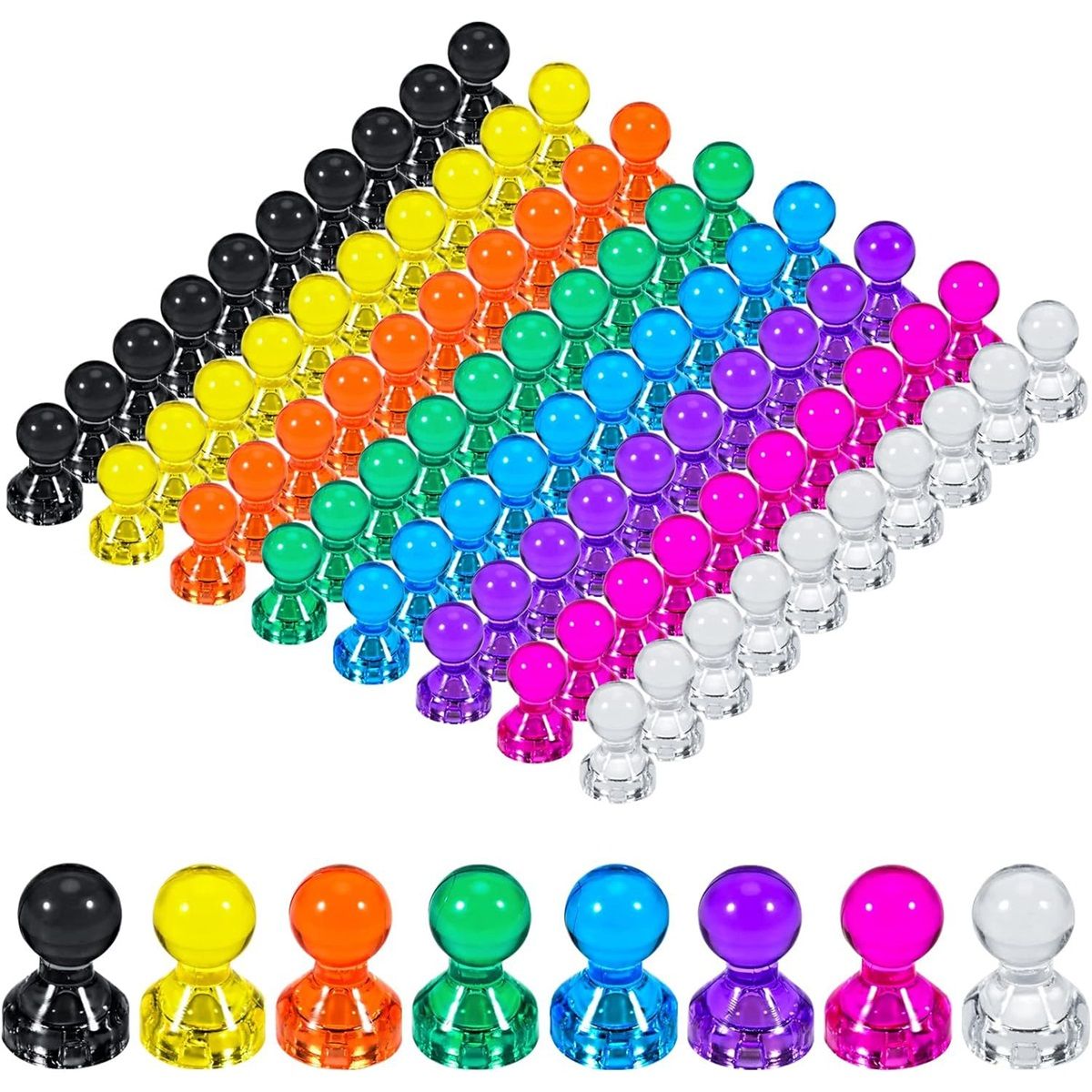 160 Colorful Magnets for Whiteboard | 8 Assorted Color Strong Push Pin Magnets | Perfect Magnetic Push Pins to use as Refrigerator Magnets, Whiteboard Magnet, Classroom Magnet