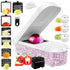 Vegetable and Fruit Chopper with  Base, Stainless Steel Blades, Dishwasher Safe Veggie Slicer, Dicer, Cutter for Onions, Potatoes, and More - White Container Included