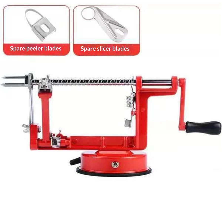 Apple Peeler Slicer Corer with Stainless Steel Blades and Powerful Suction Base for Apples Pears Potatoes(Red)