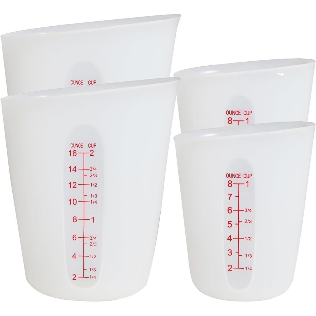 Silicone Measuring Cups (2 Cup + 1 Cup / 8 Once+16 Once) Flexible Measure Cups Chocolate Melting Squeeze Pour Baking Cup Dishwasher Safe BPA Free for Coffee Maker,Butter, 2X500 ML + 2X250 ML