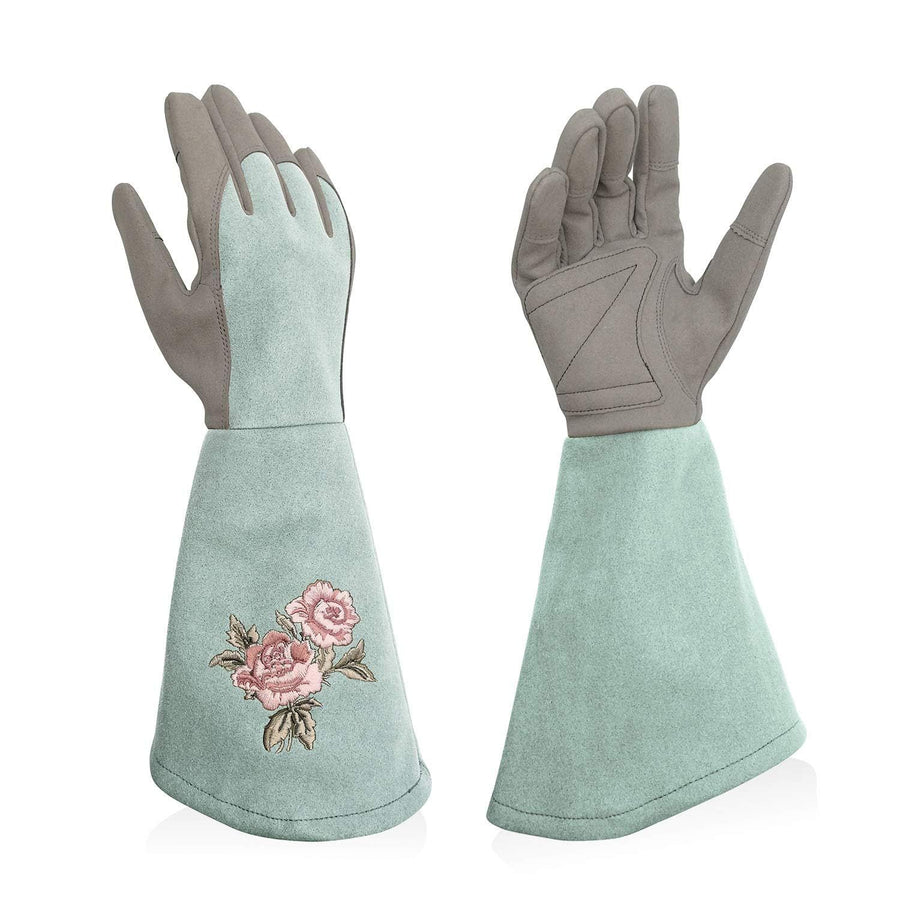 Rose Pruning Gloves Thorn Resistant, Embroidery Gardening Gloves with Extra Long Forearm Protection （S）