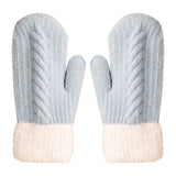 Winter Twisted Cable Knit Women's Gloves with Fleece Lining Thickened Plush Gloves,Soft/Warm for Cold