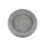 Enjoying Plush Cat Bed Mat Diameter 19.7" Round Pad with Pillow Around for Cats Dogs Relying/Curling Sleep Warm Dog Cushion for Crates, Antiskid Bottom, Large, Gray