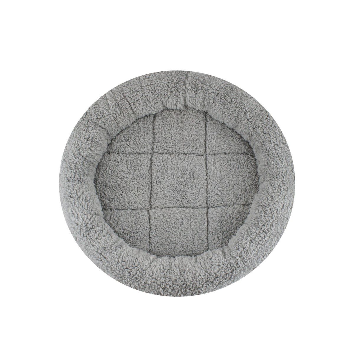 Enjoying Plush Cat Bed Mat Diameter 19.7" Round Pad with Pillow Around for Cats Dogs Relying/Curling Sleep Warm Dog Cushion for Crates, Antiskid Bottom, Large, Gray