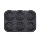 Hamburger Bun Mold, Hamburger Bun Pans for Baking, Burger Bun Pans Nonstick & Heat Resistant,Burger Buns pan, Silicone Homemade Hamburger Bread Mold,6 Cavity Silicone Pans Easy to Release