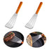 Set of 2,  Stainless Steel Slotted Spatula Turner with Riveted Wooden Handle, Professional Metal Spatulas Great for Kitchen Cooking Flipping Frying & Grilling