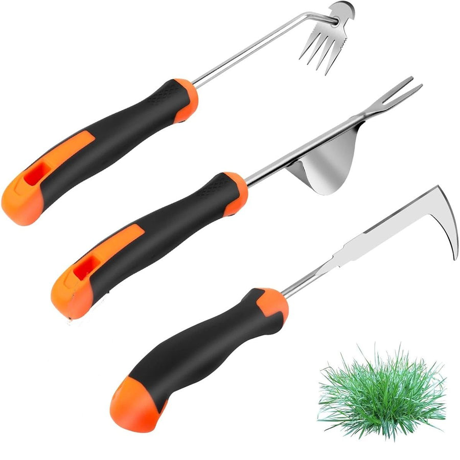 Hand Weeder Tool, Rubber Handle Manual Weeder Puller Tool, Uprooting Weeding Tools, Crack Weeder Crevice, 4 Teeth Weeding Tool, Weeding Artifact Tool for Gardening(3 Pcs)
