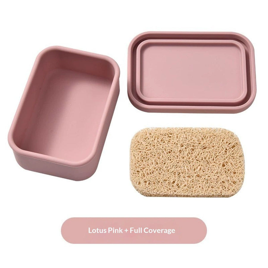 2pcs Proof Silicone Travel Soap Case with Draining Tray - Bar Soap Holder for Travel, Gym & Camping - Mess-Free Portable Soap Container for Carry-on Bags