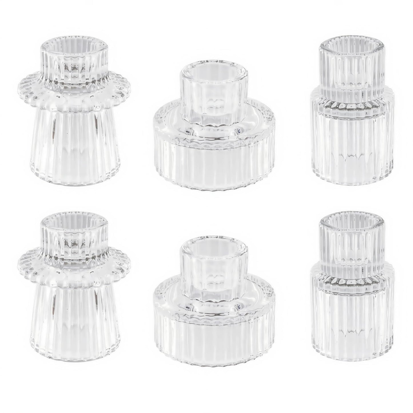 Glass Candlestick Holders Tealight Candle Holders for Table Centerpieces, Wedding Decor and Dinner Party (6 Pcs, Clear)