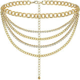 Multilayer Chain Belt Rhinestone Metal Chain Belts for Women Punk Gold Waist Chain 130cm Western Metal Belt for Women Cowgirl Boho Waist Chain Belt for Dresses Jeans Pants