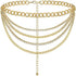 Multilayer Chain Belt Rhinestone Metal Chain Belts for Women Punk Gold Waist Chain 130cm Western Metal Belt for Women Cowgirl Boho Waist Chain Belt for Dresses Jeans Pants