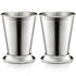 Mint  Cup Beautifully Handcrafted - 12oz 4.5" Tall Silver Glasses, Classic Stainless Steel Cocktail Glasses with Beaded Trim Border for Party Beer Juice Beverage Bar Home Restaurant