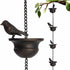 Metal Bird Rain Chain for Gutters, Rust-Resistant Outdoor Rain Catcher with Hanging Gutter Adapter, Perfect for Heavy Rain, Indoor/Outdoor Decoration, Dark Bronze Finish
