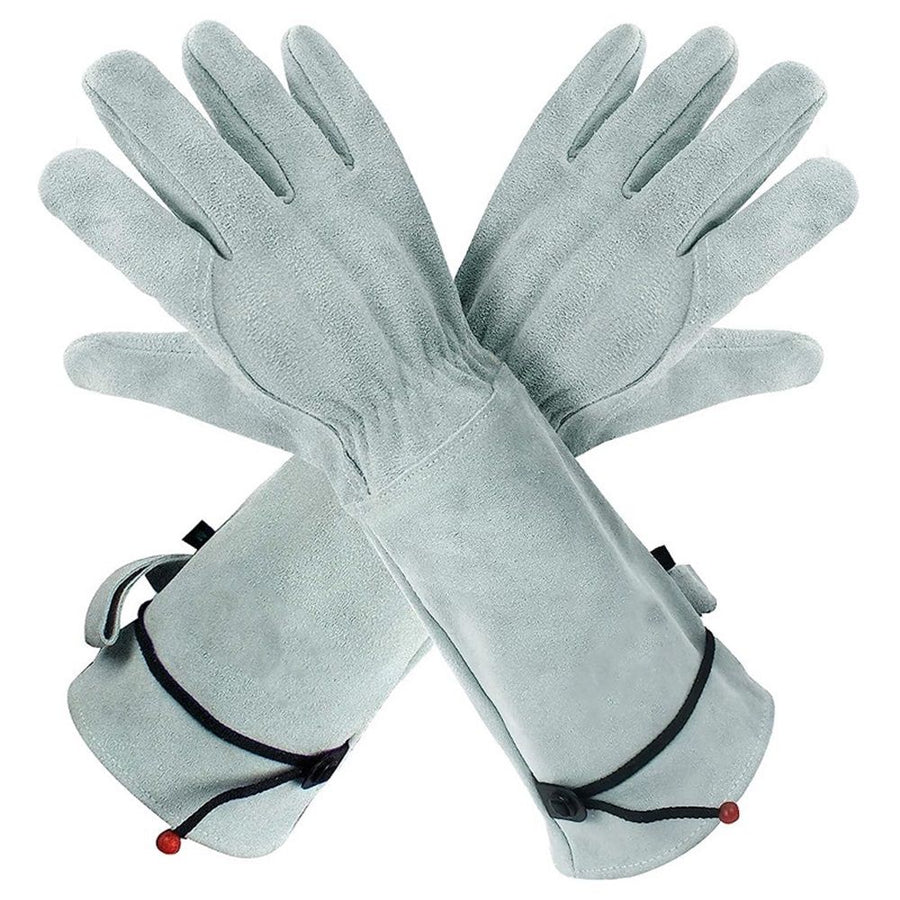 Thorn Proof Gardening Gloves, Long Gardening Gloves for Men & Women, Breathable Cowhide Leather Padded Yard Work（white）