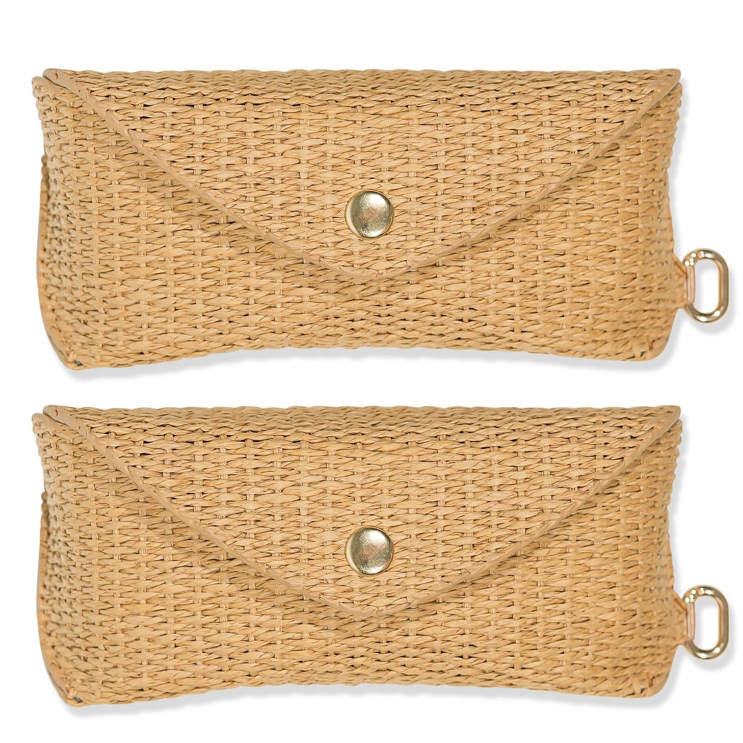 2pcs Sunglasses Case Hard Shell Glasses Eyeglass Travel Pouch Women Men Eyewear Organizer Holder with Clip（apricot）