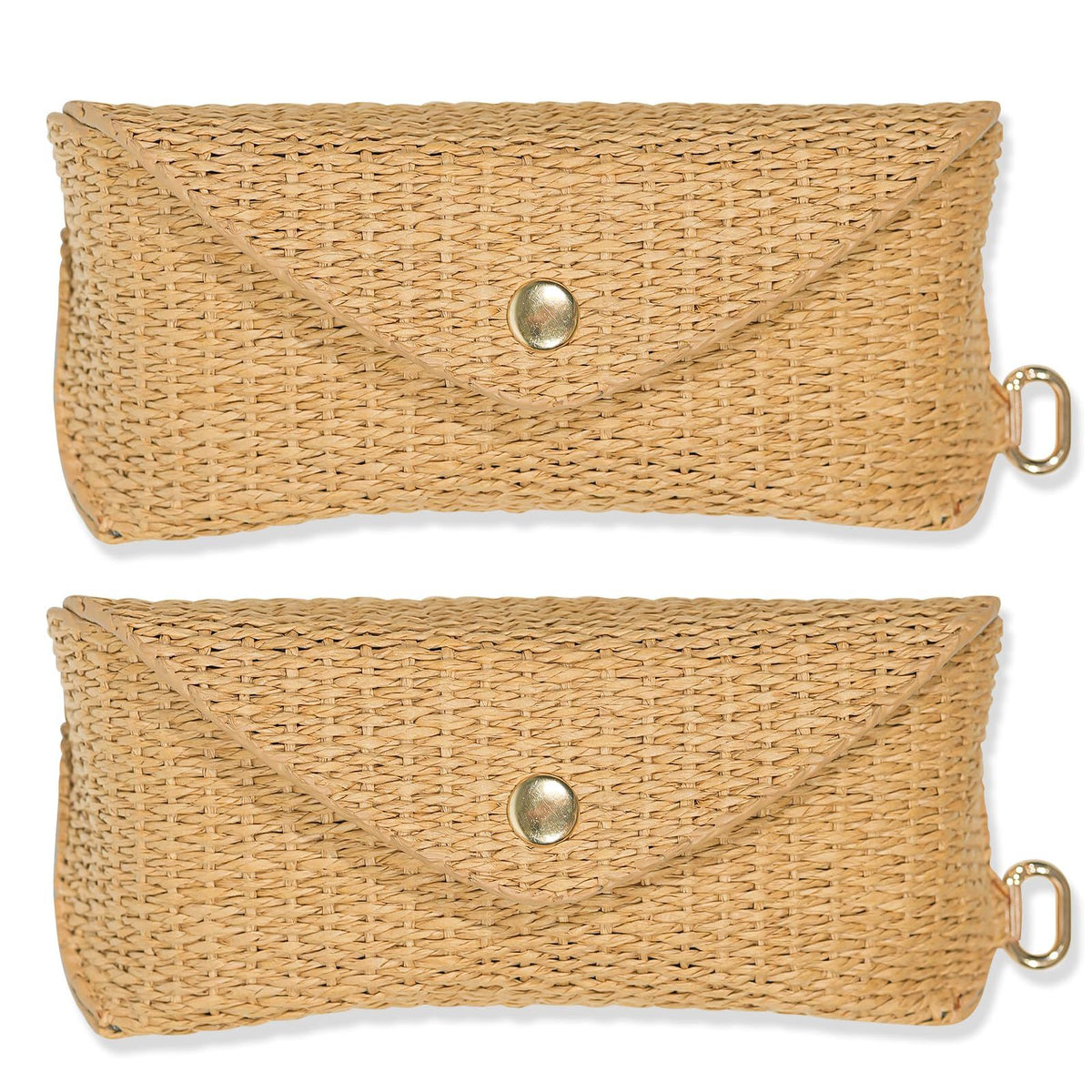 2pcs Sunglasses Case Hard Shell Glasses Eyeglass Travel Pouch Women Men Eyewear Organizer Holder with Clip（apricot）