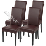 Waterproof PU Leather Dining Chair Covers Set of 4, Stretch Oilproof  Chair Slipcovers Removable Washable Kitchen Chair Protector for Dining Room (Brown)