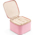 Travel Jewelry Box Organizer - 6 Small Zipped Pouches Pockets for Jewelries Necklaces Rings Earrings Sorting Storage,  Pink