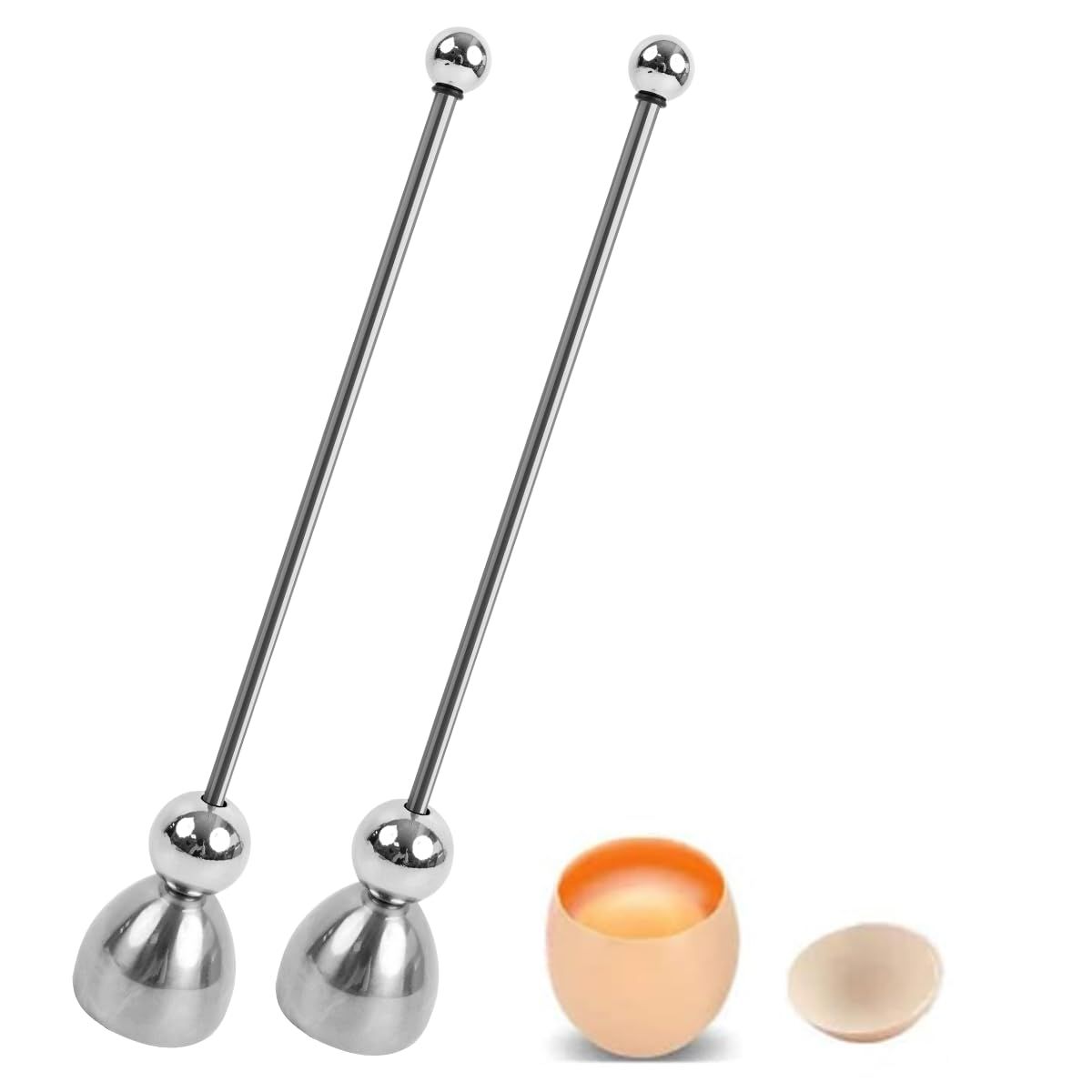 2pcs Egg Cracker Topper Cutter Stainless Steel Egg Shell Opener Separator Remover Egg Cracker Tool for Raw Eggs, Hard or Soft Boiled Eggs