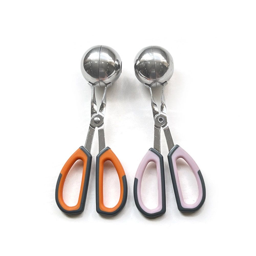 Meat Baller Tongs,Generic  Meatball Maker Scoops, Non-Stick, Stainless Steel , Anti-Slip Handles,2pcs Orange+Pink