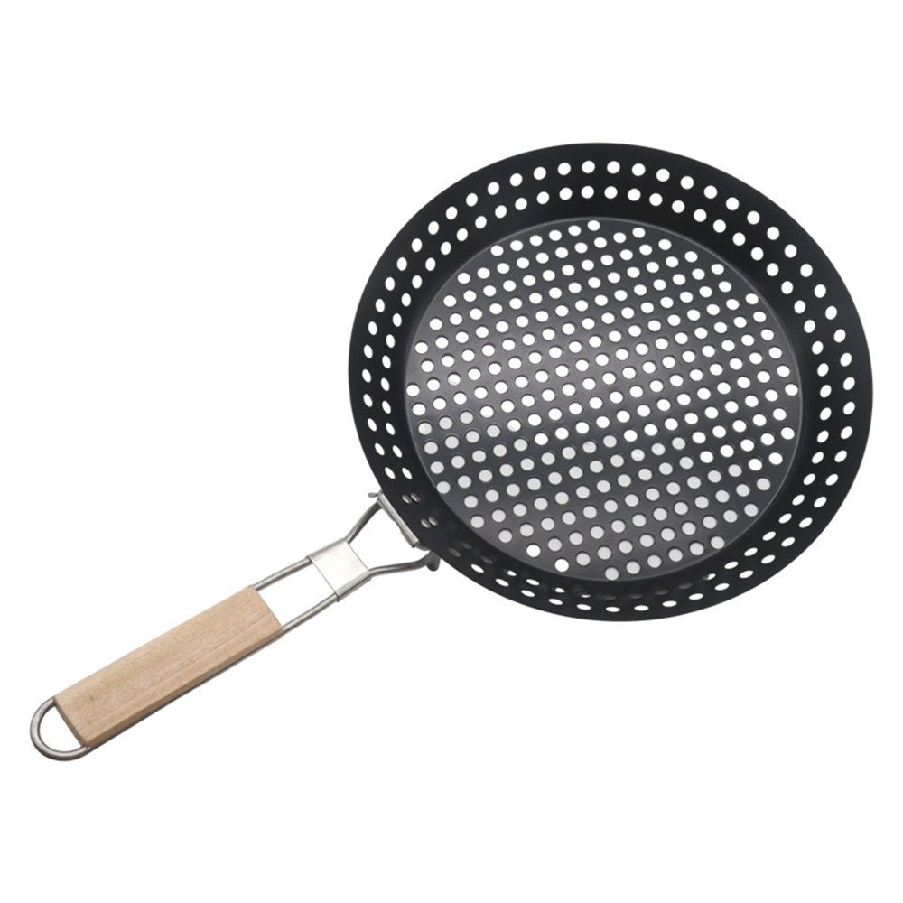 BBQ Frying Pan with Holes, Non-stick BBQ Grill Pan,  Barbeque Woks Foldable circular non stick hollow barbecue plate