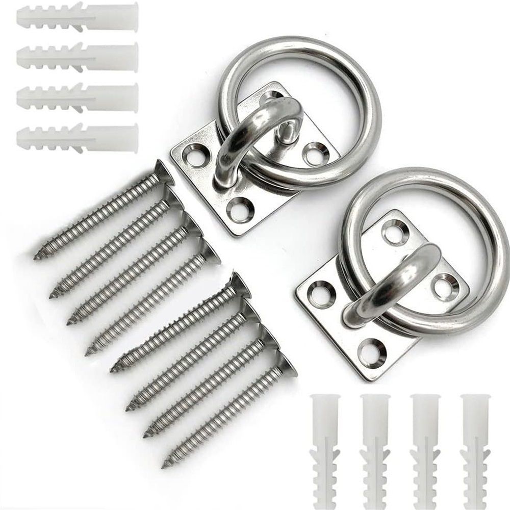 2Pcs M5 Stainless steel hook rope pull ring/square eye plate/marine deck hardware rigging/door buckle yacht accessories Screws Included