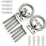 2Pcs M5 Stainless steel hook rope pull ring/square eye plate/marine deck hardware rigging/door buckle yacht accessories Screws Included