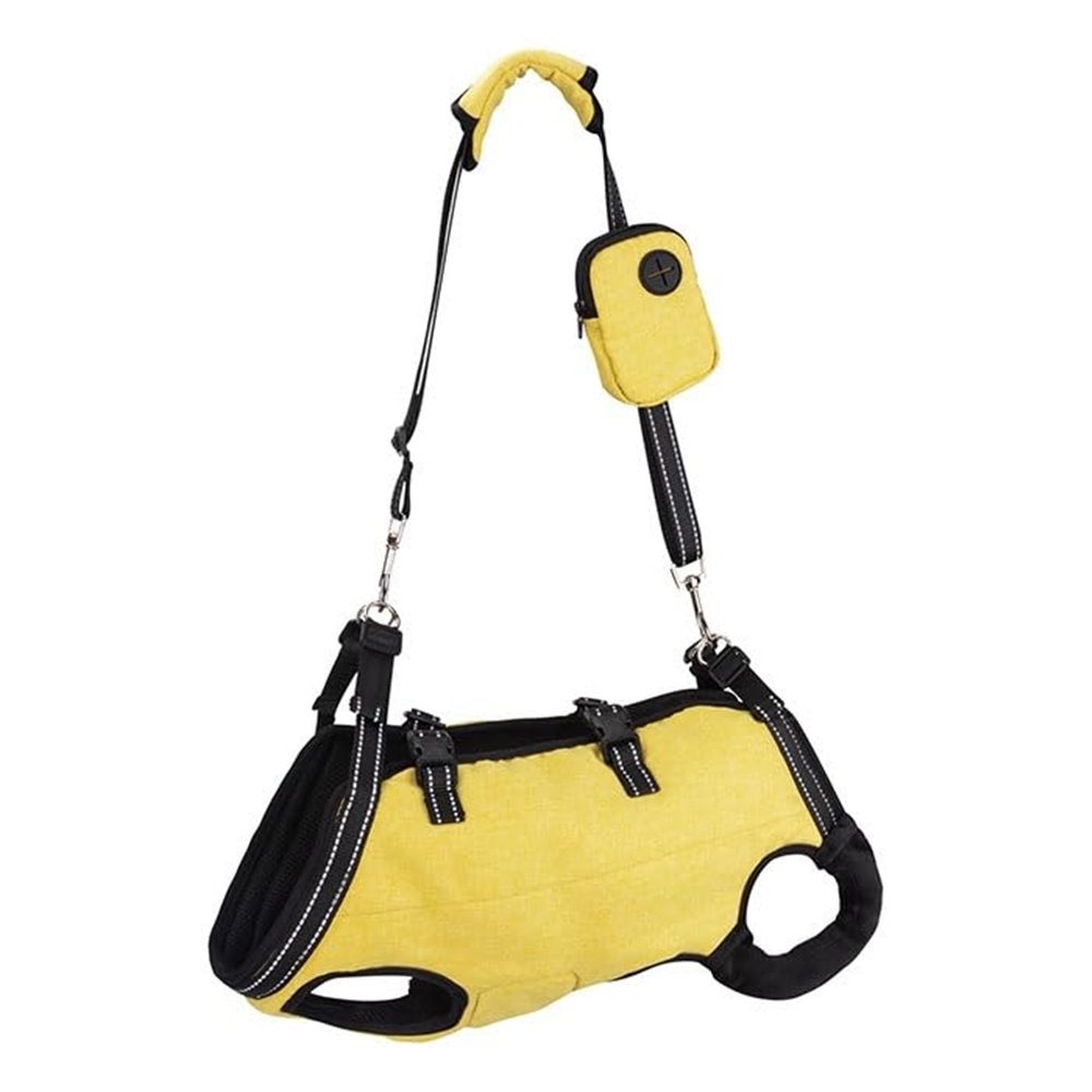 Dog Lift Harness Full Body Support & Recovery Sling Pet Lift Vest Mesh Adjustable Straps with Handle for Old, Joint Injuries, Arthritis,Disabled Dogs Walk(Yellow,S)