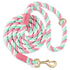 Dog rope 150cm hand woven cotton rope, suitable for small and large dogs, new gold heavy-duty metal buckle (cherry blossom powder 150cm * 1.2cm)