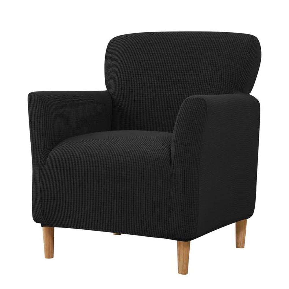Stretch Chair Covers Banquet Armchair Slipcovers Knitted Armchair Sofa Covers Chair Slipcover Anti-Slip Furniture Protector for Living Room Friendly for Kids Pets (Black)