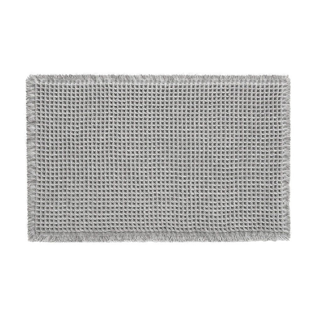 Waffle Bath Mat, Boho Bathroom Rugs Non Slip Washable Super Absorbent Quick Dry Bath Mat Farmhouse Bathroom Decor,  Grey 43x61cm