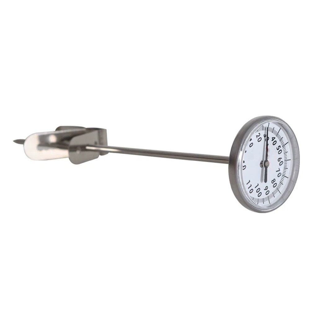 Milk Frothing Thermometer, Adjustable Hanging Beverage Thermometer Water Proof Stainless Steel for Coffee Tea Meat Candy BBQ Sensitive Probe Temperature Gauge Tool