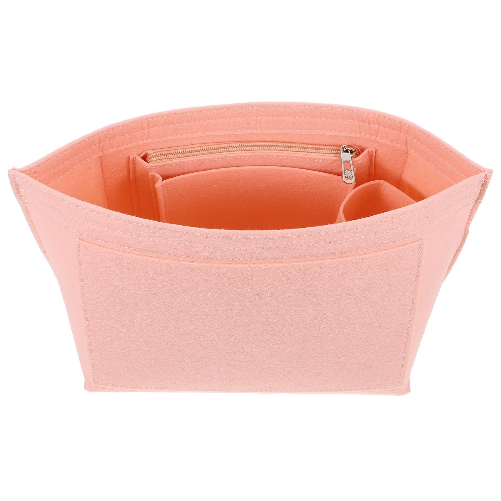 Felt inner bag, inner bag, felt storage and organizing bag, large capacity felt dumpling shaped makeup bag（pink）